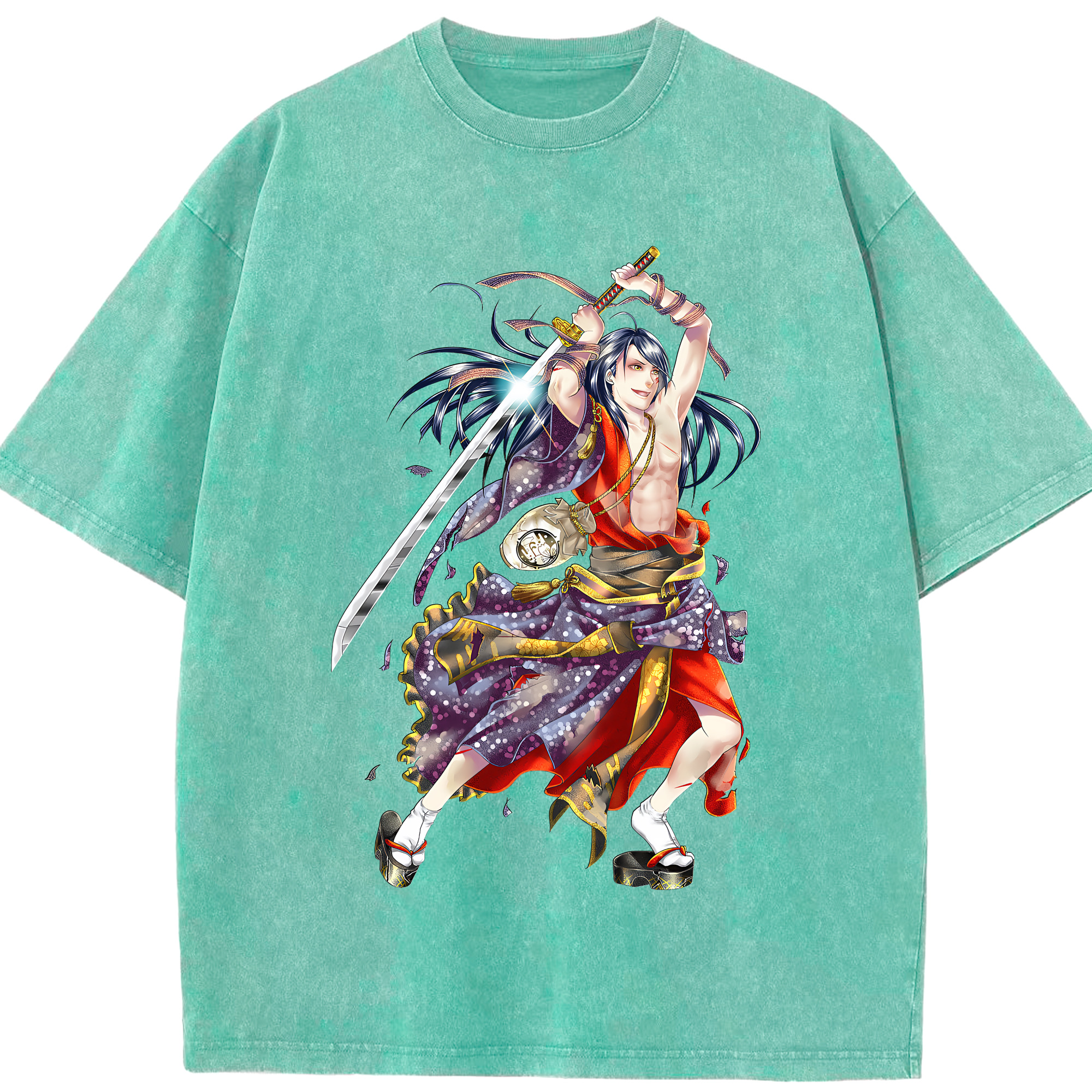 （画像用） 刀剣乱舞 Touken Ranbu 綿100% ヴィンテージ風 半袖Tシャツ（フロントプリント）